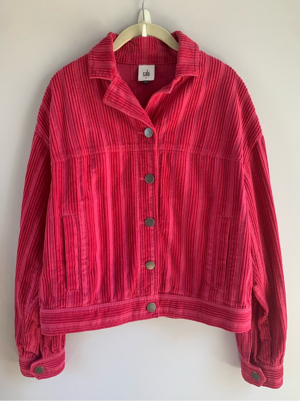 Cabi Cheeky Topper Corduroy Jean Jacket Bright Pink Cotton Barbie Casual EUC S